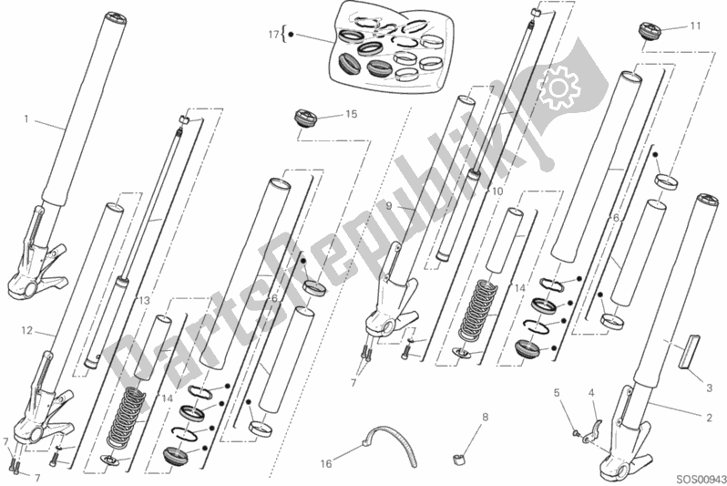 Tutte le parti per il Forcella Anteriore del Ducati Scrambler 1100 Special Thailand USA 2019